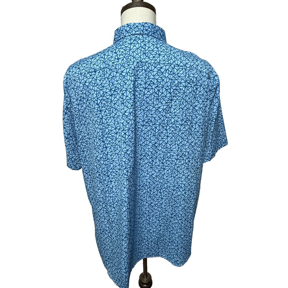 Southern Tide Shirt Mens XL Blue Geometric Nylon Stretch Short Sleeve Beachy - Picture 3 of 10
